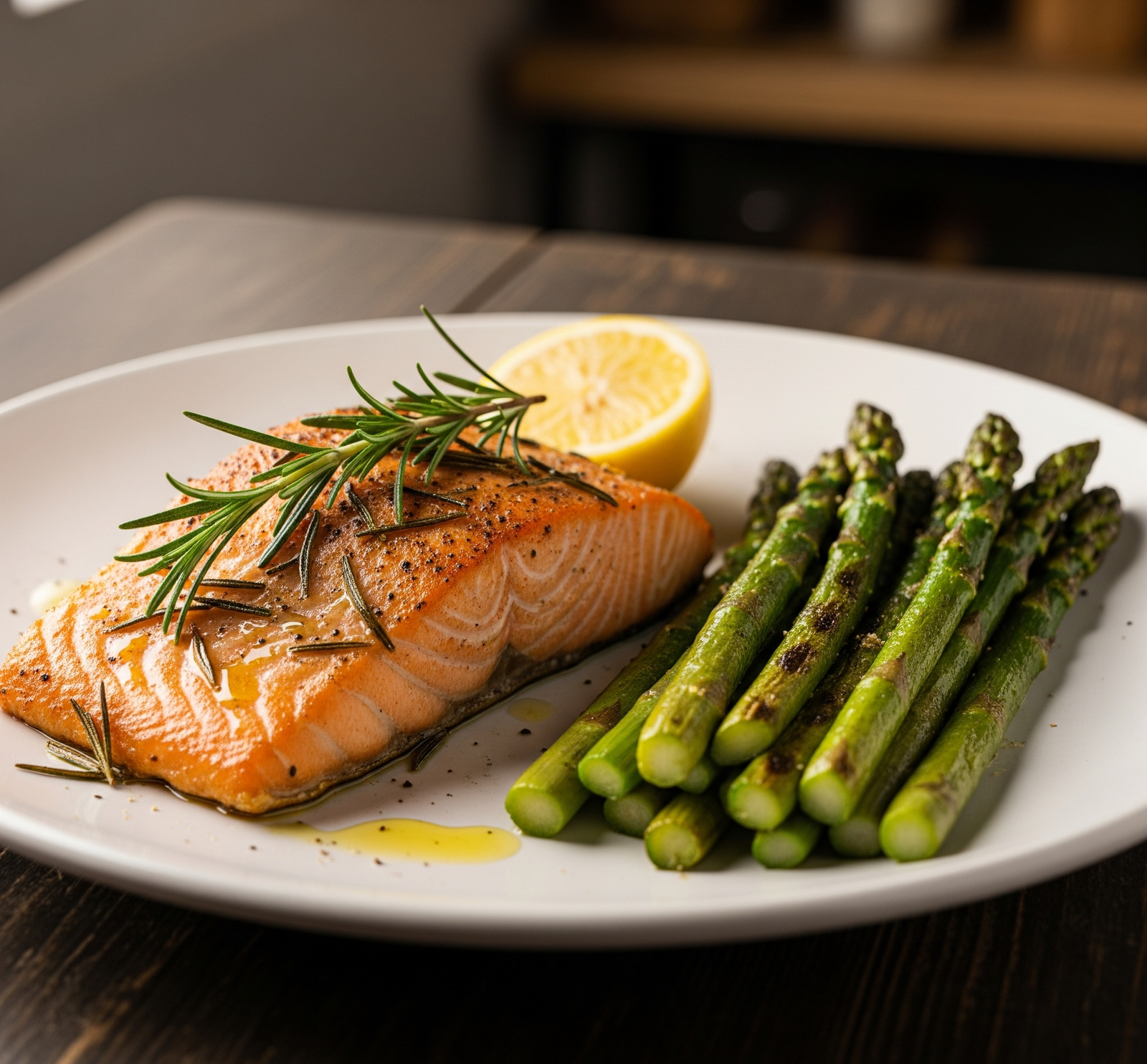 Baked Salmon with Rosemary & Roasted Asparagus